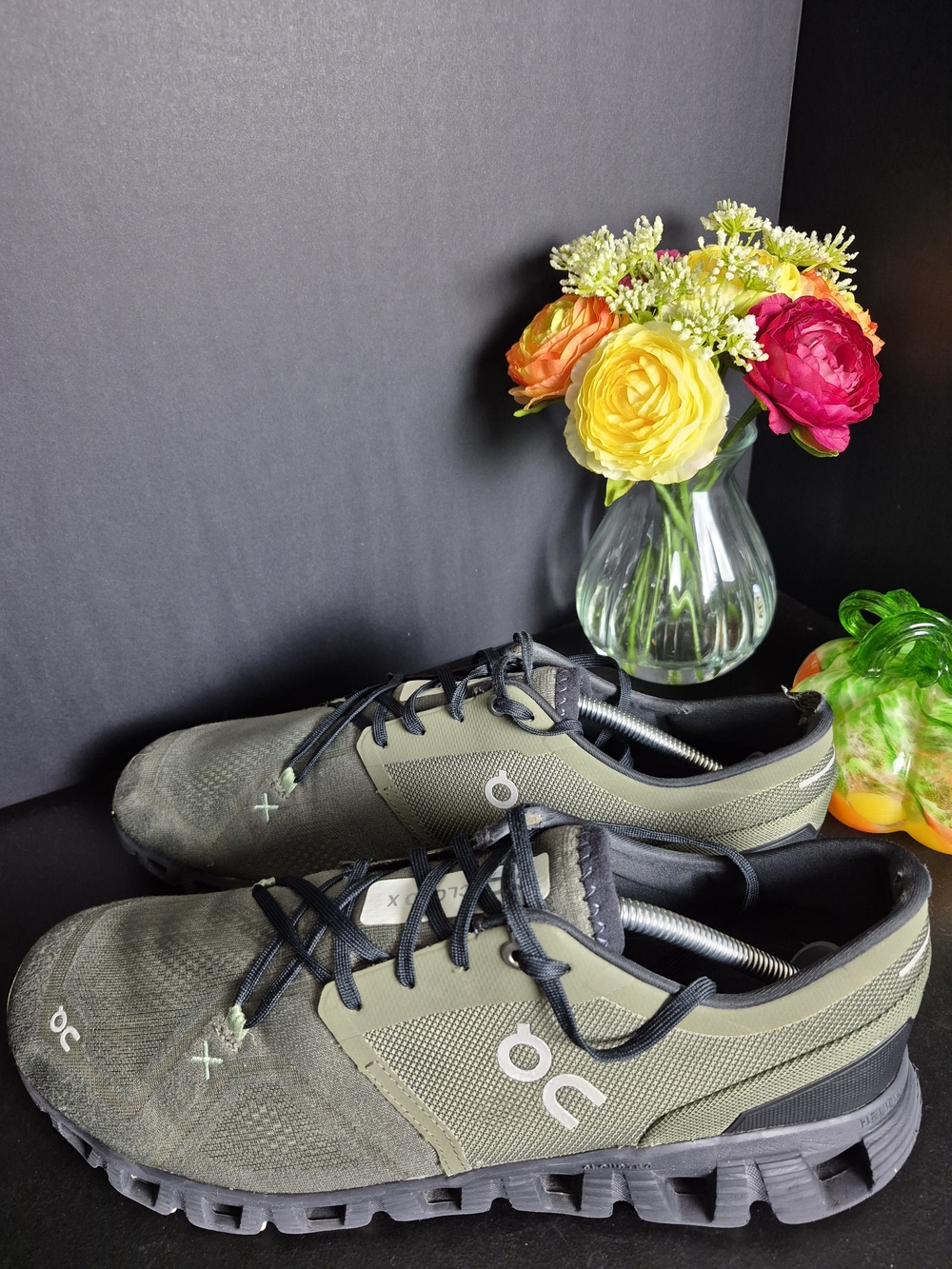 On Running Men's Athletic Sneakers in Olive Green and Black
